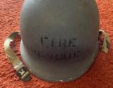 Original WW 2 M1 Fire Rescue Navy Helmet With Liner - Image 1 of 13