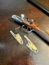 AyA 53e 20ga - Side Lock Ejector Hand Detachable Double Trigger - 27 5/8” Barrels - Gold Plated Internal Parts - Hand Engraved - 4 of 25