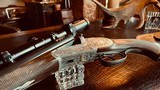 Franz Sodia Ferlach .375 H&H CUSTOM Dangerous Game Safari Rifle - Heavy Gold Inlays - Double Trigger - Swarovski Optik 1.25-4X - Beautiful Rifle - 10 of 23