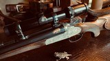 Franz Sodia Ferlach .375 H&H CUSTOM Dangerous Game Safari Rifle - Heavy Gold Inlays - Double Trigger - Swarovski Optik 1.25-4X - Beautiful Rifle - 9 of 23