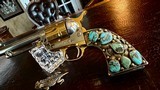 Colt Single Action Army .45 Second Generation - Turquoise Custom Inlays - Incredible Artistry - Gold Embellishments - WOW - 11 of 22