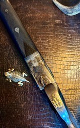 Belgium Double Acier Universel Cock Erill 20ga - GOLD INLAYS - 28” - IC/M - Sideclips - Third Bite - Case Color 99% - Great Grouse Quail Shotgun - 20 of 25