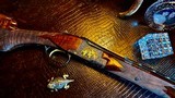 Browning Superposed 410ga Angelo Bee Custom Exhibition - 28” - IC/M - RKLT - 99% - Heavy Gold Inlays - Heavily Stippled Detailed Background - 9 of 19