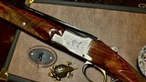BROWNING BELGIUM SUPERPOSED PIGEON 28GA - 28” - RKLT - INCREDIBLE BLACK FEATHERCROTCH WALNUT - MIDDLE AND END IVORY BEADS - 10 of 17