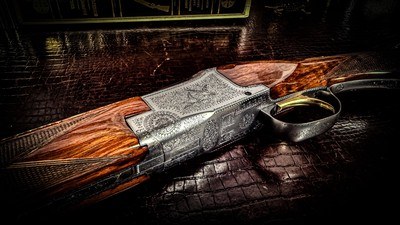 BROWNING SUPERPOSED PIGEON 20GA ca. 1961 - 26” - sk/sk - 99% CONDITION - 3” CHAMBER FIELD RKLT - FRENCH WALNUT - HORN BUTTPLATE w/ADORNED SCREWS - Image 5 of 25