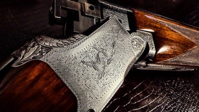 BROWNING SUPERPOSED PIGEON 20GA ca. 1961 - 26” - sk/sk - 99% CONDITION - 3” CHAMBER FIELD RKLT - FRENCH WALNUT - HORN BUTTPLATE w/ADORNED SCREWS - Image 7 of 25