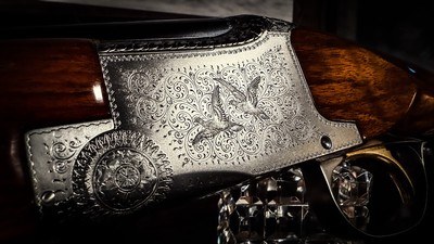 BROWNING SUPERPOSED PIGEON 20GA ca. 1961 - 26” - sk/sk - 99% CONDITION - 3” CHAMBER FIELD RKLT - FRENCH WALNUT - HORN BUTTPLATE w/ADORNED SCREWS - Image 1 of 25