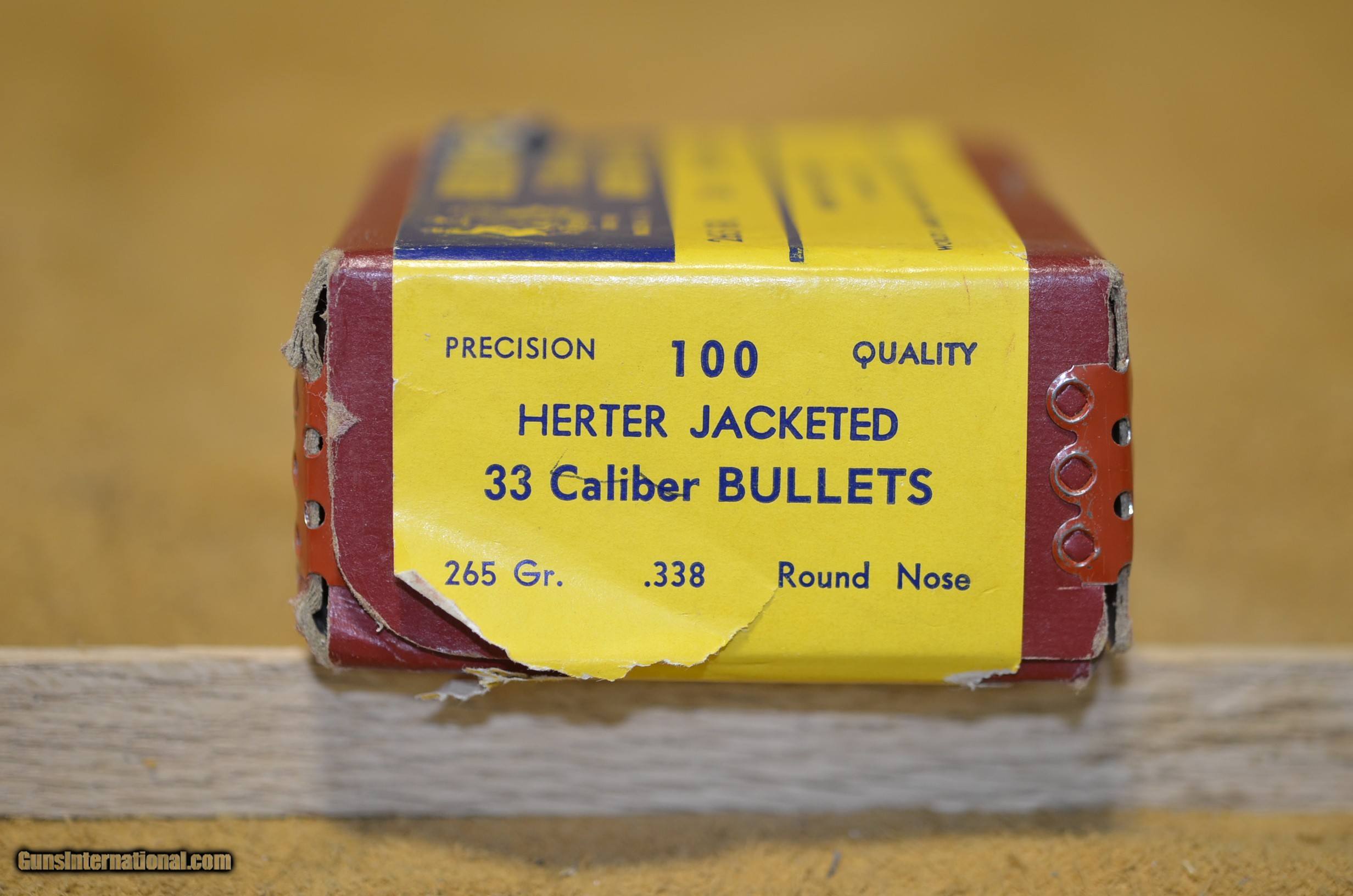 Herters Vintage 338 265 grain Jacketed Round Nose Bullets NOS box of 100