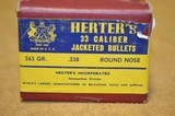 Herters Vintage 338 265 grain Jacketed Round Nose Bullets NOS box of 100 - 1 of 2