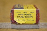 Herters Vintage 338 265 grain Jacketed Round Nose Bullets NOS box of 100 - 2 of 2