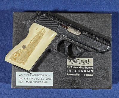 Walther PPK/s, .380, German Manufacture: 1970, Engraved, Stag grip panels