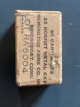 Remington 22 hornet ammo, original Metal box, vintage pilot survival M$ rifle ammo, sealed box, - 2 of 6