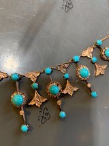 Late Victorian Necklace features 35 round and oval Turquoise (this quality of Turquoise mines no longer exist), cabochons in prong Setting and - 9 of 11