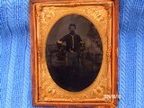 Quarter plate tintype, union cavalry sergeant - 1 of 2