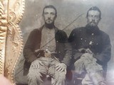 Quarter plate tintype of two armed soldiers