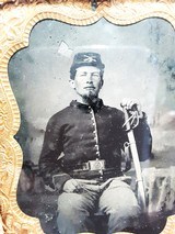 sixth plate tintype of armed cavalry trooper in full gutta percha case - 2 of 5