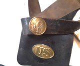 Civil War cartridge box and sling, belt with buckle and cap box, and canteen - 2 of 12