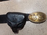 Original Civil War belt, cap box, and buckle - 1 of 6