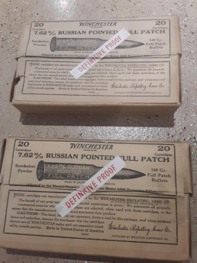 Two sealed boxes of Winchester 7.62 Russian bullets
