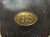 Original Civil War cartridge box, sling, and plates with soldiers name. - 10 of 12