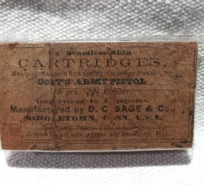 Full box of six Colt army cartridges