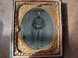 Rare sixth plate tintype of armed calvary musician - 2 of 3