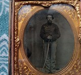 Rare sixth plate tintype of armed calvary musician - 3 of 3