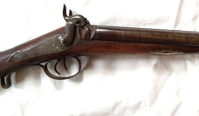 19th century double barrel percussion shotgun with bullet mold - Image 1 of 13