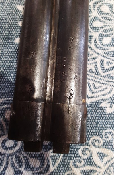 19th century double barrel percussion shotgun with bullet mold - Image 10 of 13