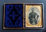 Large quarter plate tintype Civil War sergeant - Image 1 of 4