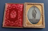 Quarter plate tintype of armed soldier with Mississippi rifle - Image 2 of 4