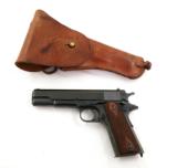 c.1918 Colt Model 1911 US Army .45 Auto Pistol w/ 1943 US Braton Knight Holster - 1 of 9