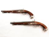 Pair of Antique French Converted Percussion Pistols w/Silver Dog Heads/Decorations - 2 of 8