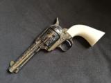 Engraved stainless Cimarron.45 SAA with ivory (new) - 4 of 9