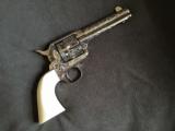 Engraved stainless Cimarron.45 SAA with ivory (new) - 5 of 9