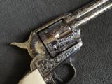 Engraved stainless Cimarron.45 SAA with ivory (new) - 2 of 9