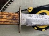 John Newton Frog Sheffield Bowie Knife - Stag Grips w/Sheath, Braided Tassel - Leather - 4 of 14
