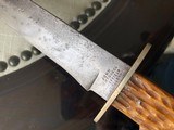 John Newton Frog Sheffield Bowie Knife - Stag Grips w/Sheath, Braided Tassel - Leather - 10 of 14