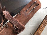 John Newton Frog Sheffield Bowie Knife - Stag Grips w/Sheath, Braided Tassel - Leather - 2 of 14
