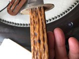 John Newton Frog Sheffield Bowie Knife - Stag Grips w/Sheath, Braided Tassel - Leather - 13 of 14