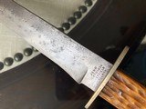 John Newton Frog Sheffield Bowie Knife - Stag Grips w/Sheath, Braided Tassel - Leather - 9 of 14