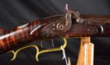 079-0917-5029 Engraved Virginia Style Long Rifle Carved and Silver Inlaid stock. It is .38 cal percussion with tiger striped maple stock. - 2 of 11