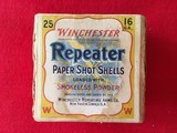rare! 1914 vintage colorfulbox of 25"winchester repeater" 16 ga. shot shells