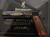 Browning 1911/22 100 year Commemorative,in case,with knife,gold engraved,22lr,4