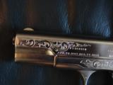 Colt 1903,Hammerless,32 auto,custom refinished satin nickel & high gloss blue,master scroll engraved,custom grips,made in 1916 ! one of a kind !! - 8 of 12
