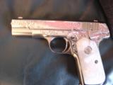 Colt 1903 Pocket Hammerless 32acp,fully refinished bright nickel,master scroll hand engraved,1925,Pearlite grips,one of a kind-awesome !! - 1 of 7