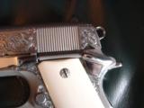 Colt Officers ACP,MKIV Series 80,deep master hand scroll engraved,ivory grips with engraved Eagle,3 1/2