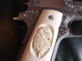 Colt Officers ACP,MKIV Series 80,deep master hand scroll engraved,ivory grips with engraved Eagle,3 1/2
