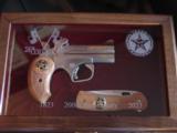 Bond Arms Rare Texas Rangers Commemorative,gold engraved,matching Buck knife,in glass & wood fitted case,Limited edition !! 3 1/2