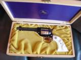 Colt Frontier Scout,Indiana Sesquicentennial,22LR,gold & blue,Pearlite grips,in wood Pres case,made in 1966,#1694 of 1745,unfired !! - 8 of 12